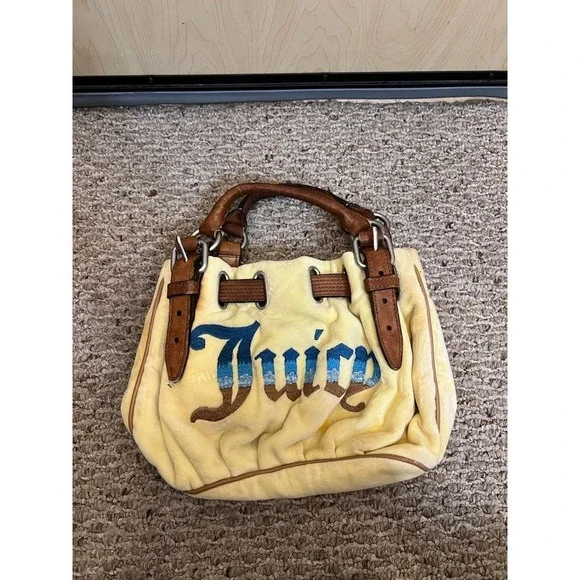 Juicy Couture RARE Yellow Velour Daydreamer Shoulder bag - Picture 1 of 12